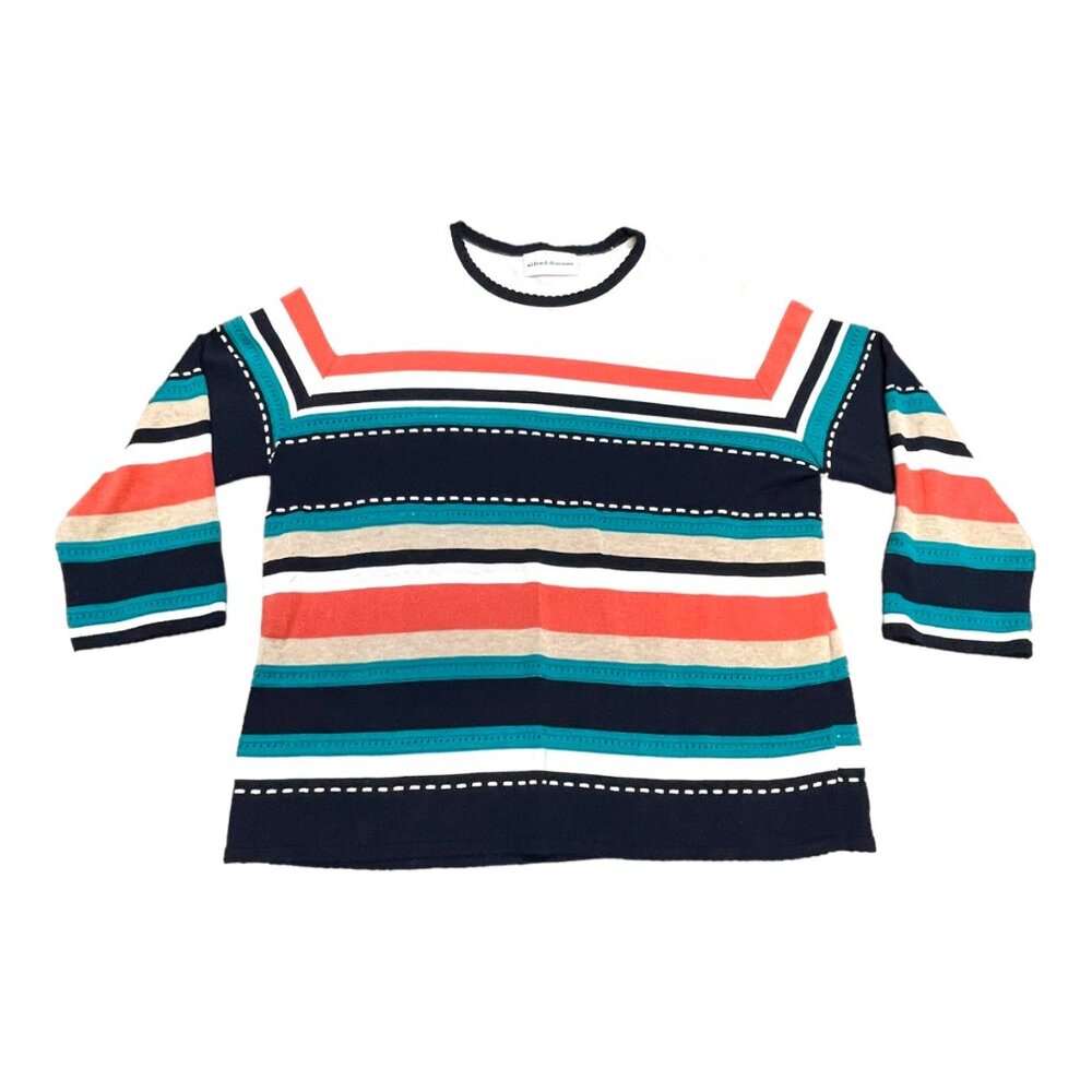 Alfred Dunner 3/4 Sleeve Striped Womens Shirt Blouse Top Size XL Sweater Knit